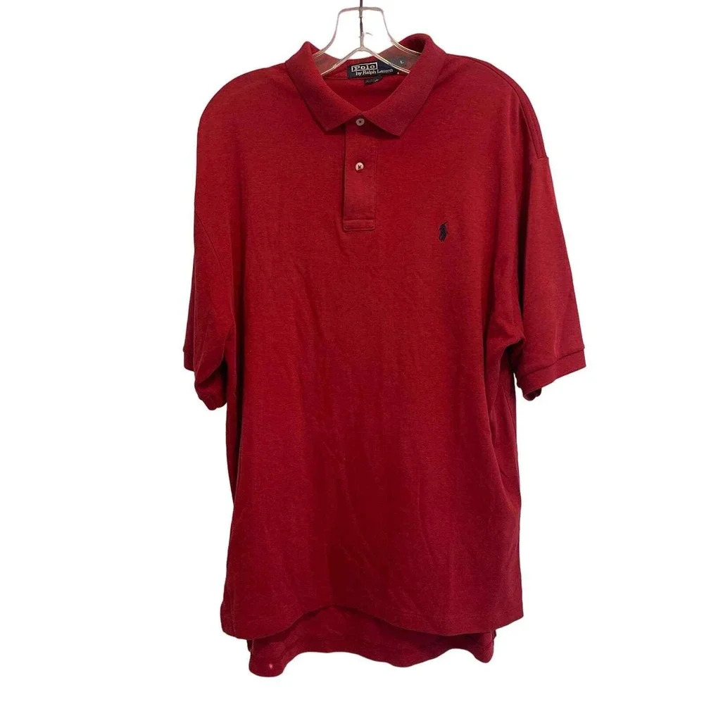 Polo Ralph Lauren Mens Red Short Sleeve Pique Polo Shirt Made in‎ USA Size L